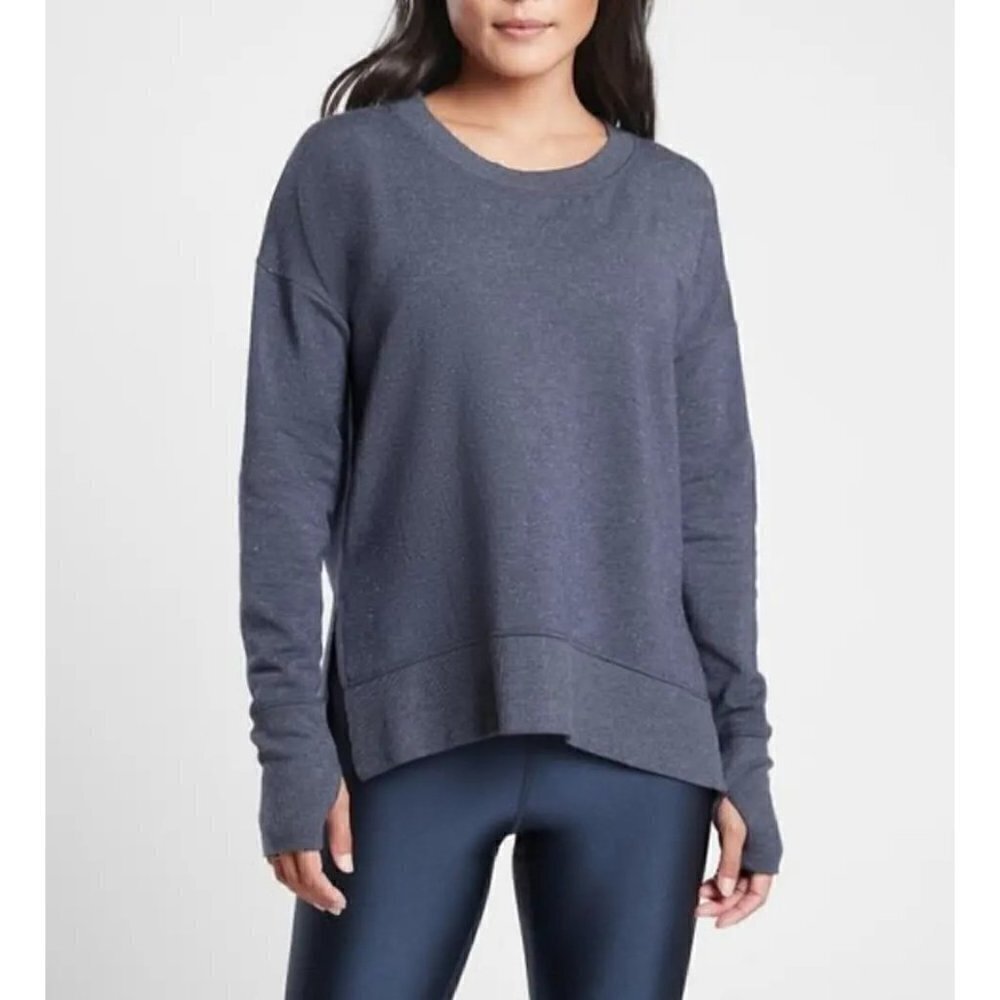Athleta Balance Navy Blue Speck Pullover Sweatshirt S